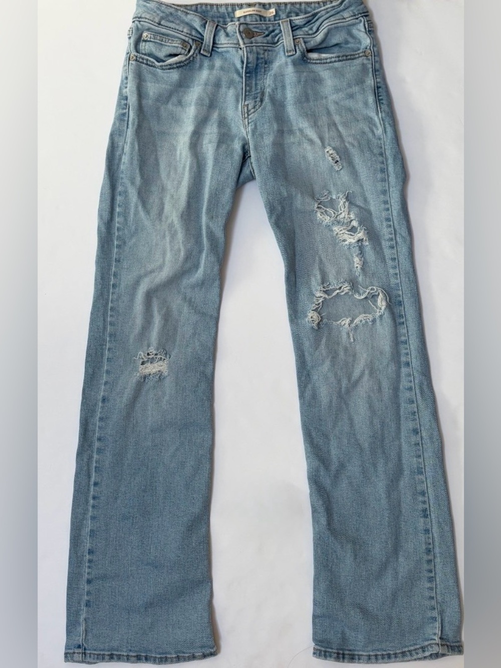 Levi's Light Blue Distressed Boot Cut Jeans